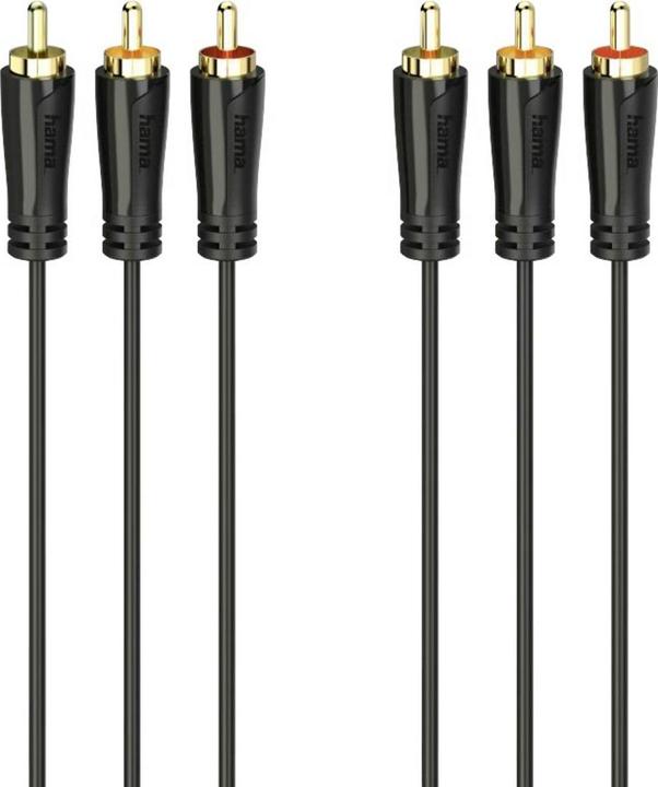 Image du produit Hama Câble audio/vidéo, fiche 3 cinch - fiche 3 cinch, plaqué or, 1,5 m (1.50 m, RCA)