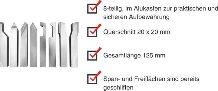 Produktbild Paulimot HSS-Drehmeissel-Set 8-teilig, 20 x 20 mm (20 mm)