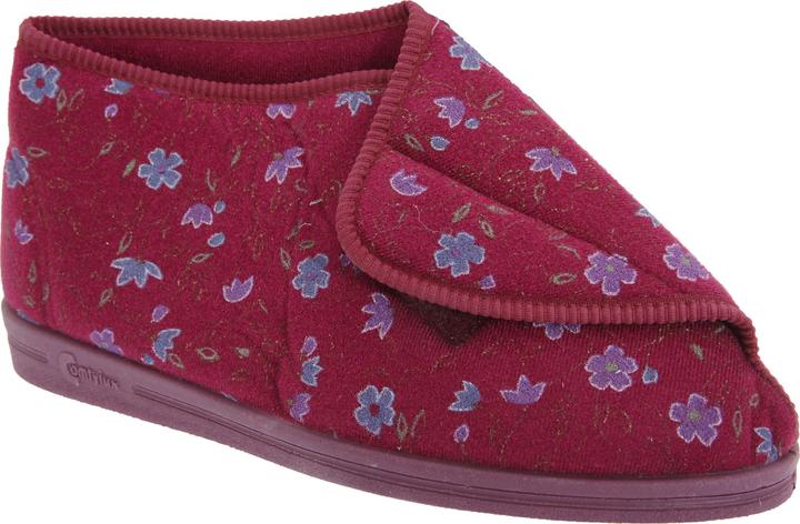 Comfylux Andrea Hausschuhe mit Klettverschluss Blumenmuster