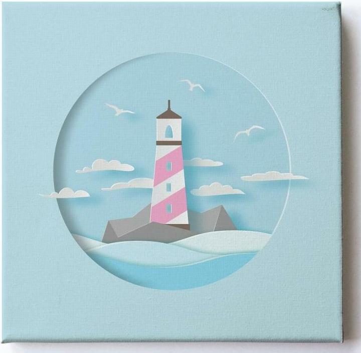 Actual product image Pindu Canvas painting 3D Lighthouse (30 x 30 cm)