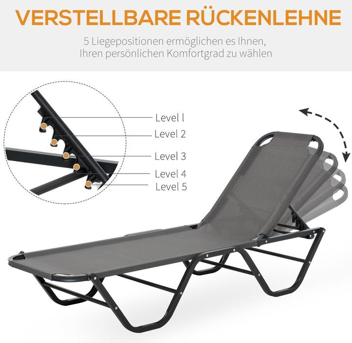 Produktbild Outsunny Sonnenliege mit verstellbarer Rückenlehne (188 cm)