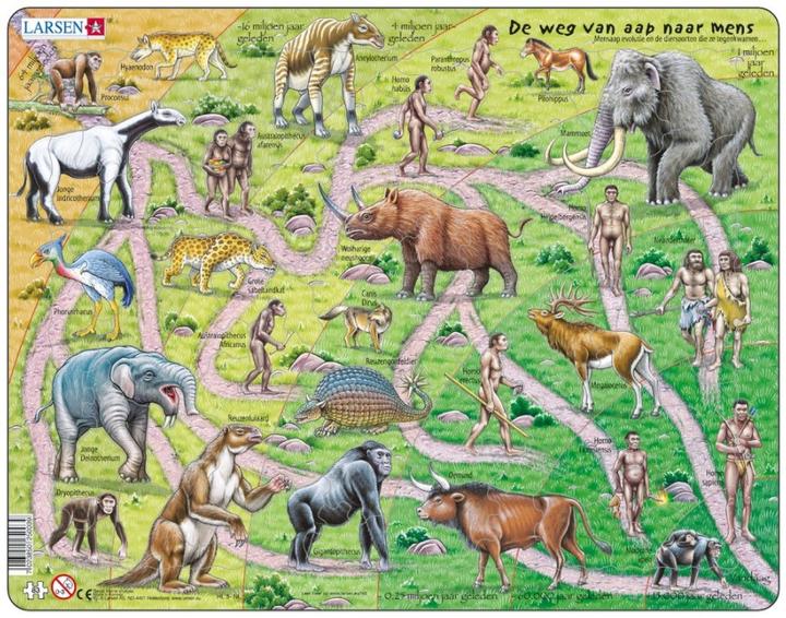Immagine prodotto Larsen Frame Puzzle - De Weg van Aab naar Mens (in olandese) (83 pezzi)