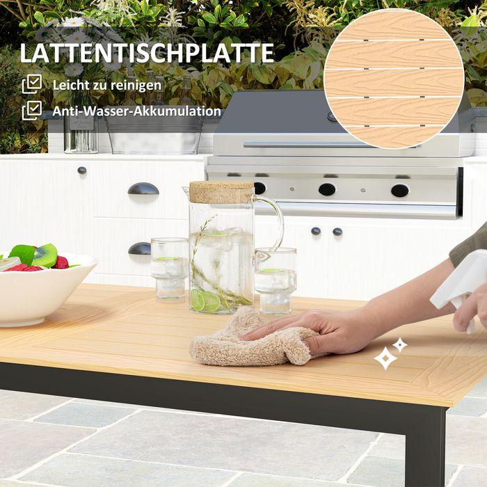 Immagine prodotto Swisshandel24 Gartentisch für 6 Personen 160x80 cm Holzoptik Lamellendesign, Teak (80 cm)