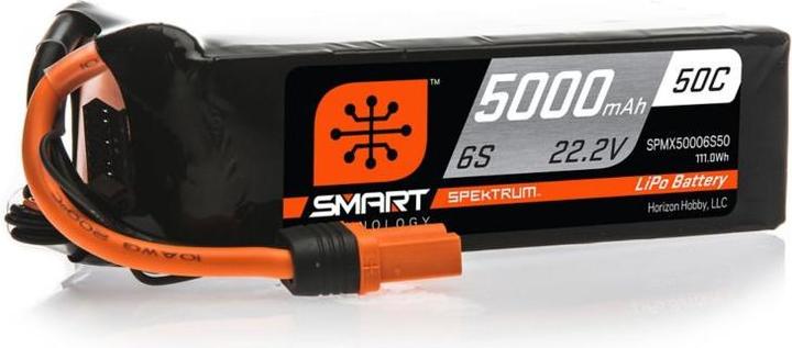 Image du produit Spektrum 5000mAh 6S 22.2V 50C Smart LiPo Batterie IC5 (22.20 V, 5000 mAh)