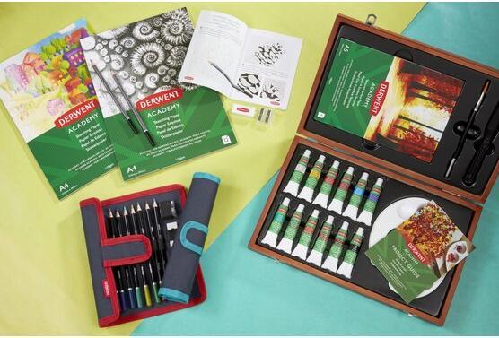 Produktbild Derwent Acrylfarbe Acrylic Wooden Box Mehrfarbig (Mehrfarbig, 12 ml)