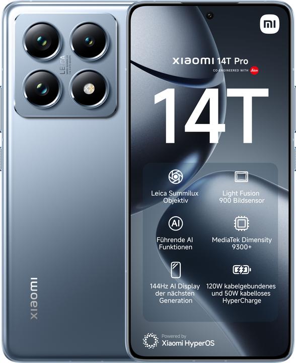 Produktbild Xiaomi 14T Pro + Robot Vacuum X10 Launch Bundle (512 GB, Titan Blue, 6.67", Dual SIM, 50 Mpx, 5G)