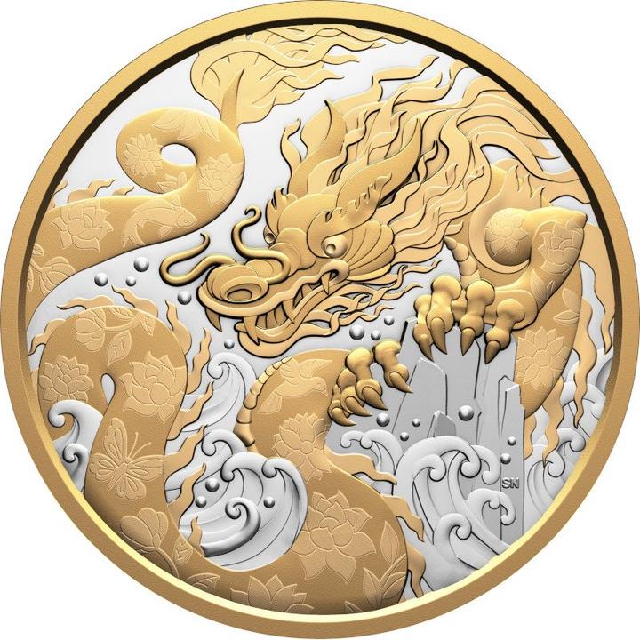 Image du produit Royal Canadian Mint Silber Water Dragon 5 oz PP - Teilvergoldet 2025 (999.90, 2025)