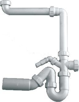Euro Forte Ablauf für Spülbecken, Küche, 1-teilig, CH-Norm, 1 1/2"x56mm, weiss (Ablaufgarnitur, 1 1/2“)