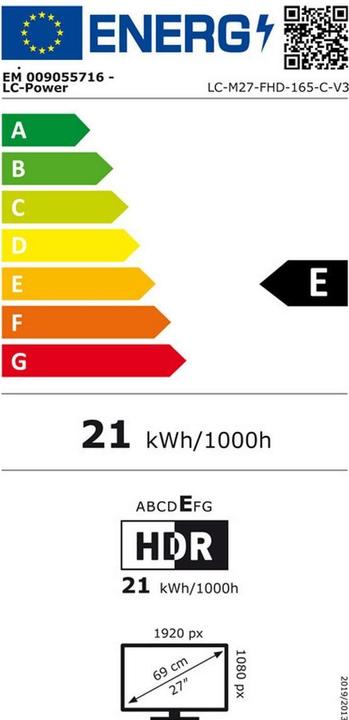 Etichetta energetica LC-Power LC-M27-FHD-165-C-V3 (1920 x 1080 pixel, 27.27")