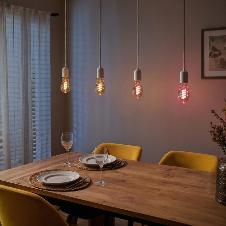 Actual product image Hama Smart LED lamp, Matter, E27, retro, filament ST64, RGBW, dimmable, with app (E27, 4.90 W, 470 lm, 1 x, F)