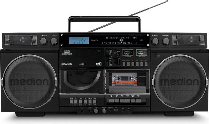 Produktbild Medion LIFE® P66538 Retro-Boombox DAB+/PLL-UKW Radio, Bluetooth® 5.3 für das Abspielen von Smartphone & Co (FM, DAB+, Bluetooth)