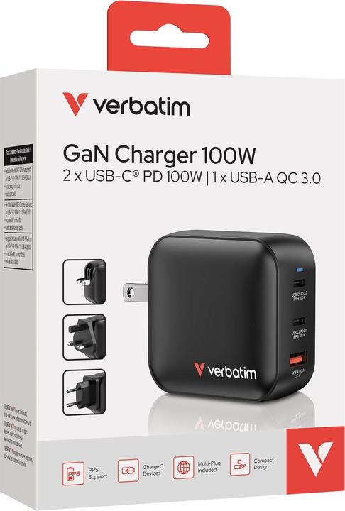 Immagine prodotto Verbatim Mini GaN Charger 100W 3Port US/EU/UK ADP 32230 (100 W)
