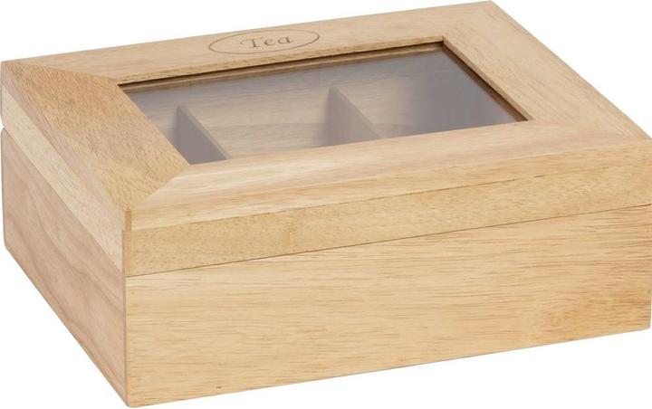 Produktbild Cosy&Trendy Teebox m. 6 Fächer Glasdeckel Holz, 23.8x18.8 cm