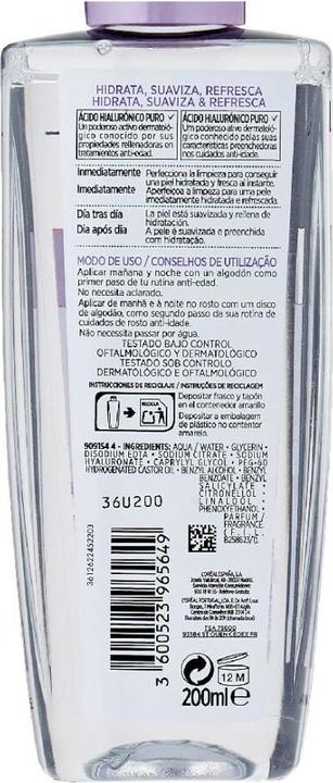Nährwerte und Zutaten L'Oréal Paris REVITALIFT FILLER ácido hialurónico puro tónico 200 ml (Tonic, 200 ml)