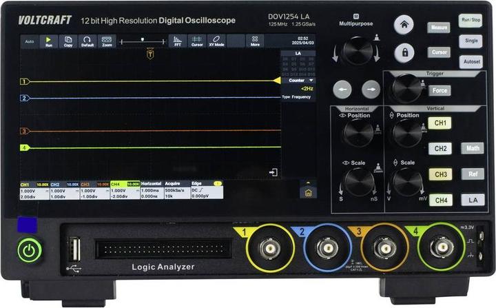 Produktbild Voltcraft DOV1254 LA Digital-Oszilloskop 125 MHz 4-Kanal 1.25 GSa/s 100 Mpts 12 (CAT II)