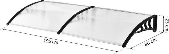 Swisshandel24 Auvent pour porte d'entrée 75x195x23 cm 5mm Polycarbonate Alu Transparent