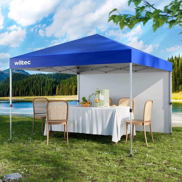 Produktbild Wiltec Faltpavillon 3x3m blau Räder Gartenpavillon Partyzelt Pavillon Camping (300 cm, 300 cm)