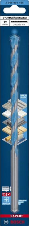 Actual product image Bosch Professional Zubehör EXPERT CYL-9 MultiConstruction Drill, 12 x 200 x 250 mm (12 millimetres)