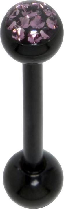 Produktbild Bijouteria Zungenpiercing (Chirurgenstahl 316L, Epoxiharz, Kristall, PVD Beschichtung (schwarz))