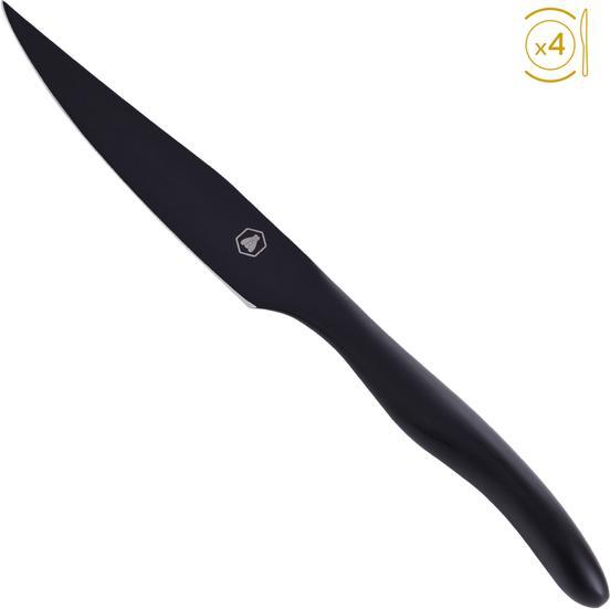Laguiole Set Of 4 Black Steak Knives (4 Stück, Messer)