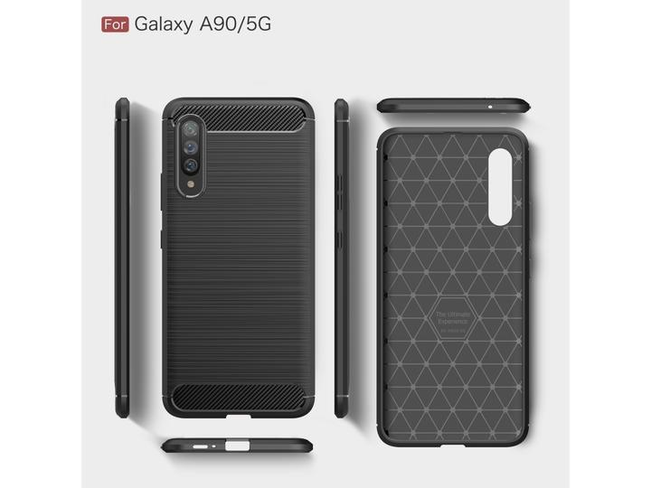 Produktbild Screenguard Samsung Galaxy A90 5G Hülle Carbon Brushed Soft TPU (Samsung Galaxy A90 5G)