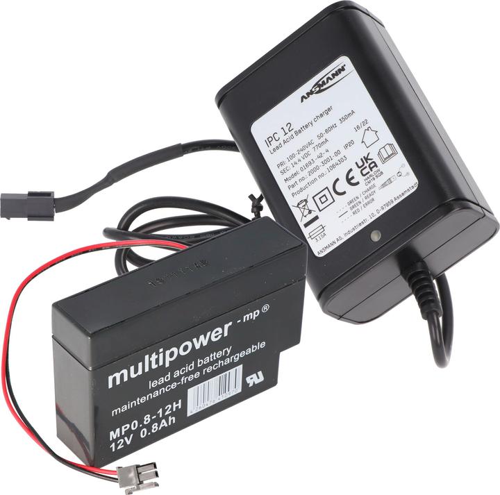 Actual product image XCell Ladegerät inklusive 1 Akku passend für den Multipower Bleiakku MP0.8-12H Heim und Haus (1 pcs., 800 mAh, Battery + charger)