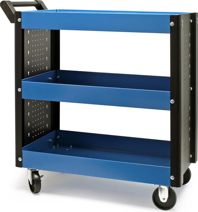 Immagine prodotto Wiltec Servante d'atelier 3 Niveaux Poignée Roues plastique Frein Étagère Rangement Bord surélevé Chariot (3 x)