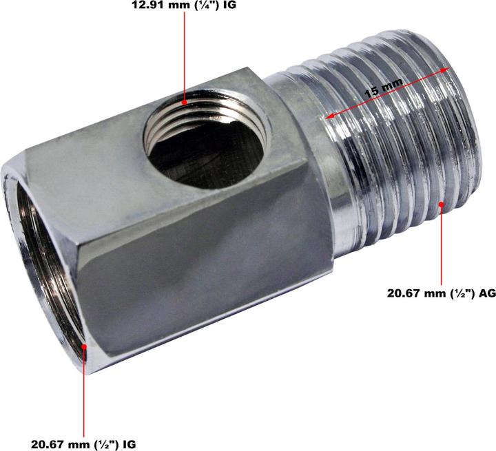 Actual product image Naturewater Water Tap Adapter 20.6mm ET/IT (1/2") / 12.91mm IT (1/4") Angle Valve