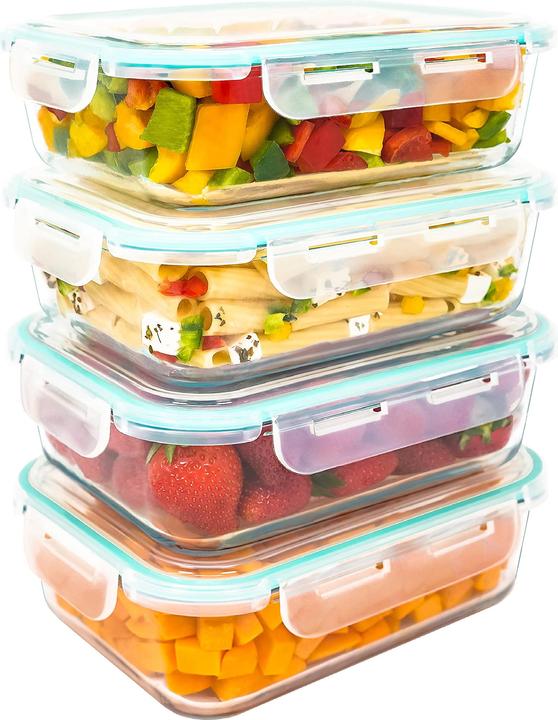 Actual product image LG Luxury & Grace Glass Food Storage Containers 1500 ml, Green - Without Steam Hole (x4) (1.50 l)