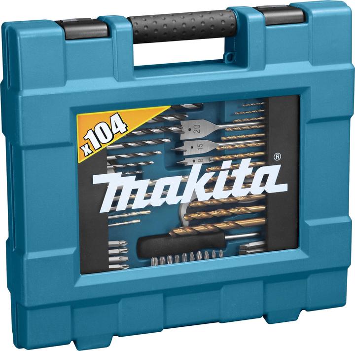 Actual product image Makita Accessories assortment D-31778 104 pieces (190, 1/4", 14 mm, 80 mm, 10mm, 40 mm, 120mm, 50 mm, 60mm, 100 mm., 30 mm, 300 mm, 150 mm, 140mm, 110 mm, Flex extension (130mm), 250mm, 160 mm, 200mm, 25mm, 20 mm)