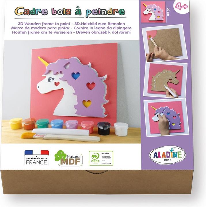 Actual product image Aladine 3D wooden picture to paint unicorn