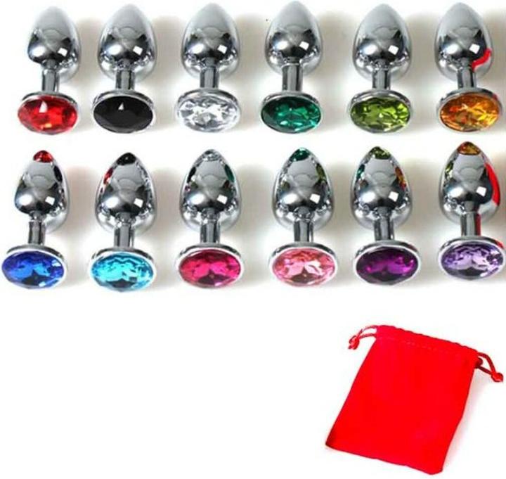 Image du produit Secret play Plug anal en métal avec butoir en diamant (rouge)