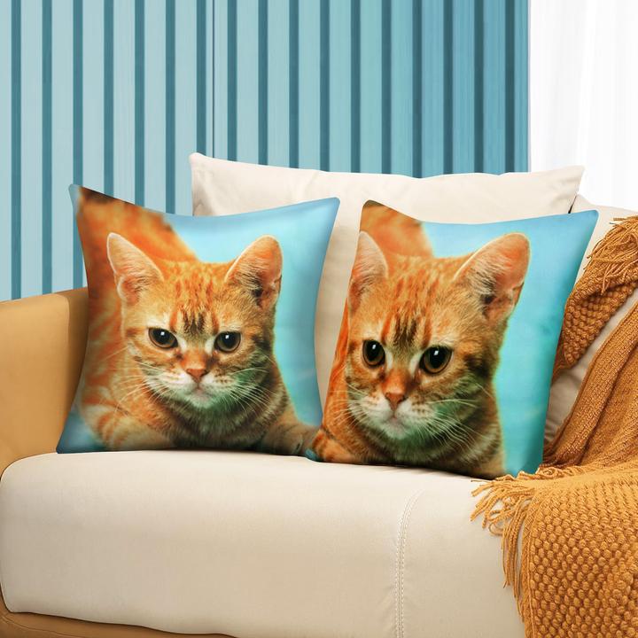 Image du produit Avizar 2 Stk. Kissenbezüge Gelbe Katze (40 x 40 cm)