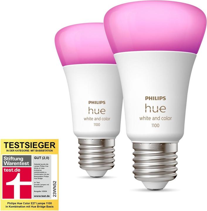 Productafbeelding Philips Hue Tint Wit Kleur Sfeer (E27, 9 W, 1100 lm, 2 x, F)