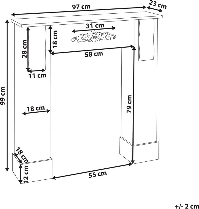 Immagine prodotto Beliani Cornice per caminetto in legno di Paulownia grigio 23 x 97 x 99 cm MANDRE
