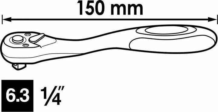 Actual product image Vigor Reversible ratchet V6014 Square solid 6.3 mm (1/4 inch) Overall length: 150 mm (1/4")