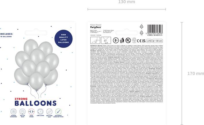 Actual product image Balloons silver metallic 30cm (10 pieces)