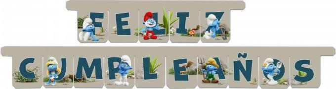 Produktbild Been Smile Schlümpfe Happy Birthday Girlande "Feliz Cumpleanos"