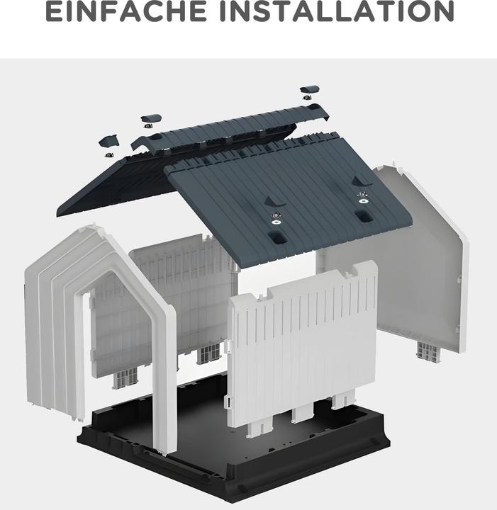 Produktbild PawHut Hundehütte Kunststoff Grau+Weiss (Hundehütte)