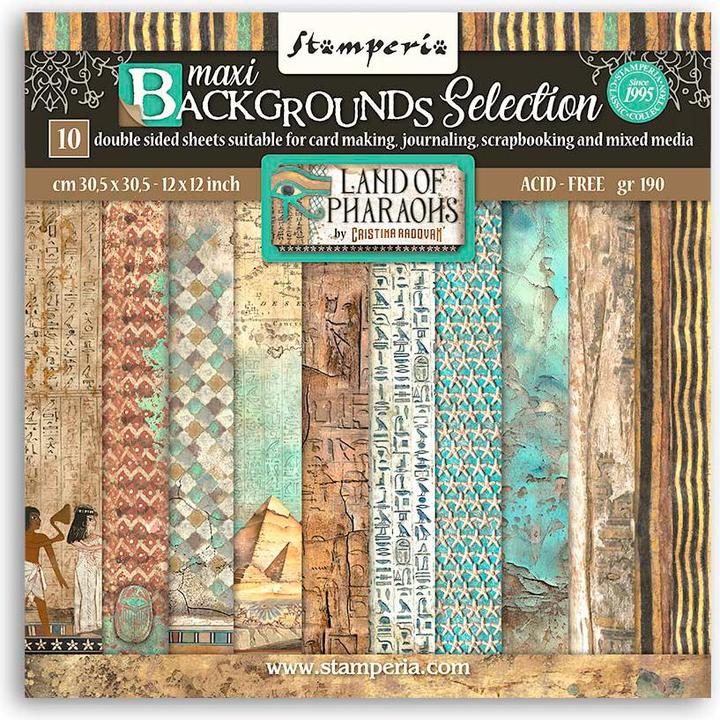 Image du produit Stamperia Bloc de scrapbooking "Pays de Pharaons Backgrounds (190 g/m², 10 x)