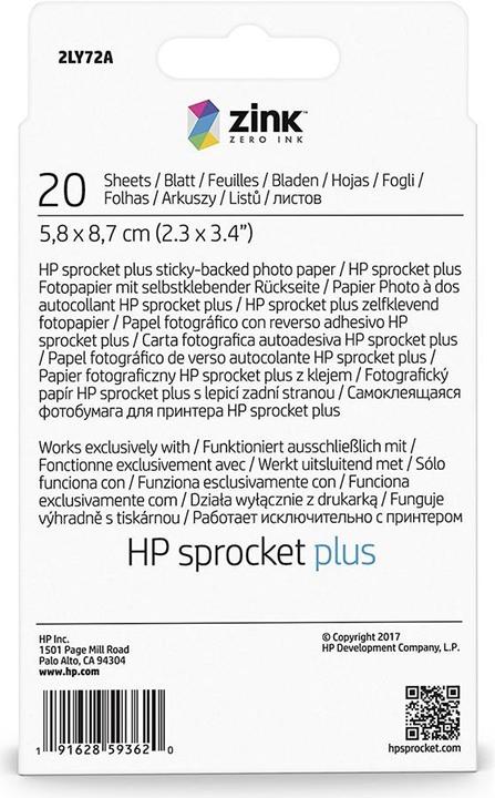 Image du produit HP Sprocket Plus Fotopapier Zink (258 g/m², Spécial, 20 x)