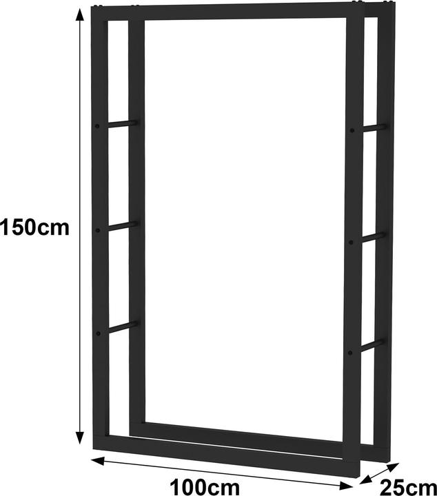 Image du produit Wiltec Porte-bois Toboli 150x25x100cm porte-bois en métal pour l'intérieur et l'extérieur (150 x 25 x 100 cm)