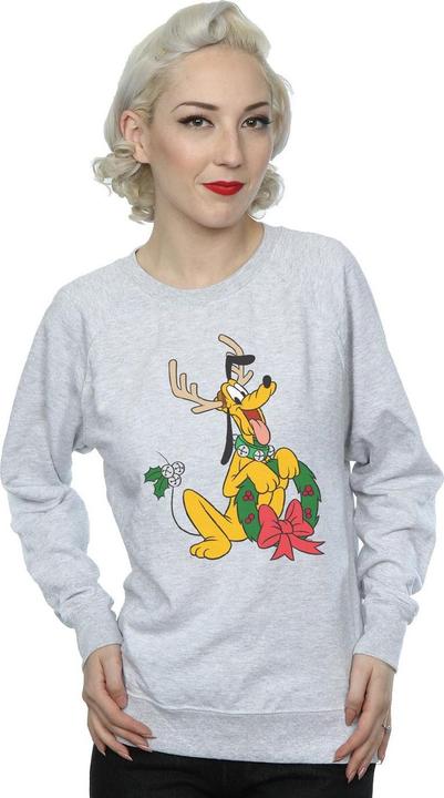 Actual product image Disney Womens/Ladies Pluto Christmas Reindeer Sweatshirt (S)
