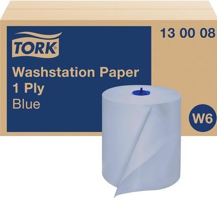 Actual product image Tork Standard Paper Wiping Cloths Blue W6 Paper Roll 250m - Pack of 6 (6 x)