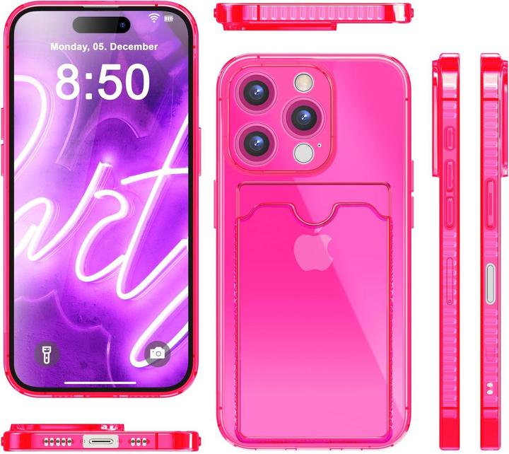 Actual product image Nalia Clear transparent neon silicone cover card holder (Apple iPhone 16 Pro)