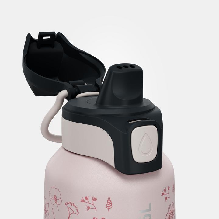 Actual product image Quechua Children's drinking bottle 0.6 l stainless steel with quick-release fastener - pink (0.60 l)