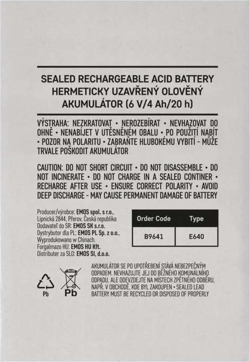 Actual product image Emos Replacement battery