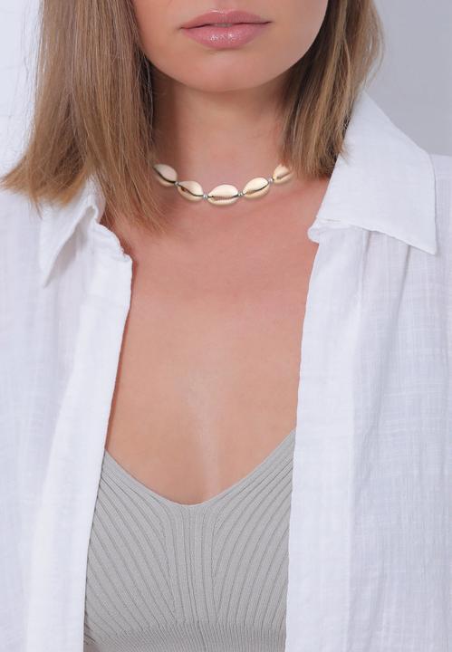 Image du produit Elli Collier Véritable cauri coquillages plage 925 argent sterling (Argent 925 sterling plaqué or, Nylon, Coquillage, Pas de pierre, 36 cm)