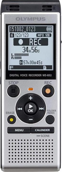 Olympus WS-852 Mémoire interne & carte Flash Argent Dictaphone (4 Go)