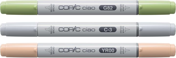 Produktbild Copic CIAO - Marker (G-82 Spring Dim Green, YR-00 Powder Pink, C-3 cool Gray No. 3, 6 mm, 3 x)